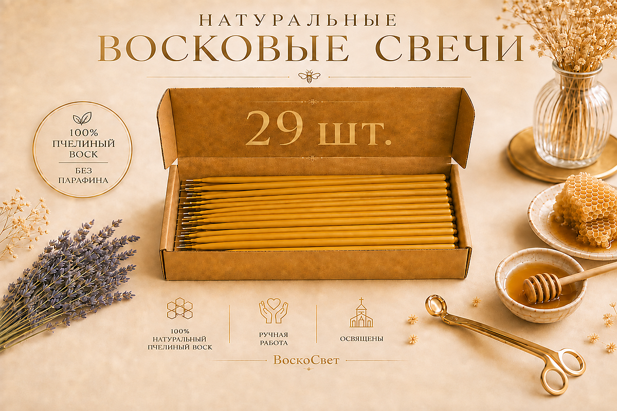 Свечи из натурального пчелиного воска, 29 шт. — свеча из натурального пчелиного воска