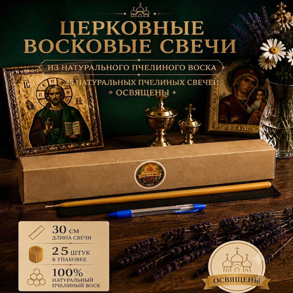 Свечи из натурального пчелиного воска, 25 шт. — свеча из натурального пчелиного воска